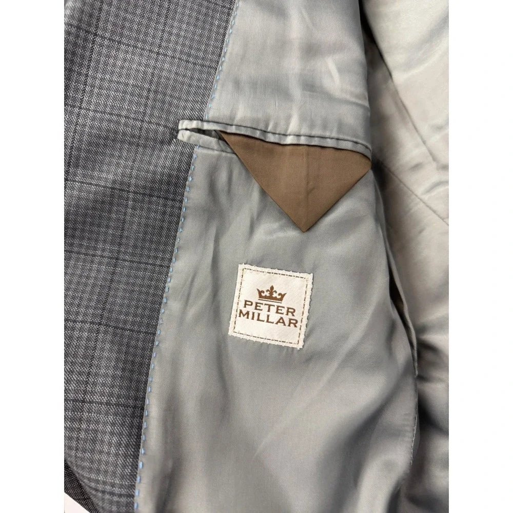 Peter Millar Blazer Mens 42R Grey Glen Check Plaid‎ 2-Button Sport Coat Canada